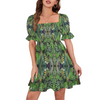 Graphic Jungle Ruffles Square Neck Dress up to 5 XL (FWS)