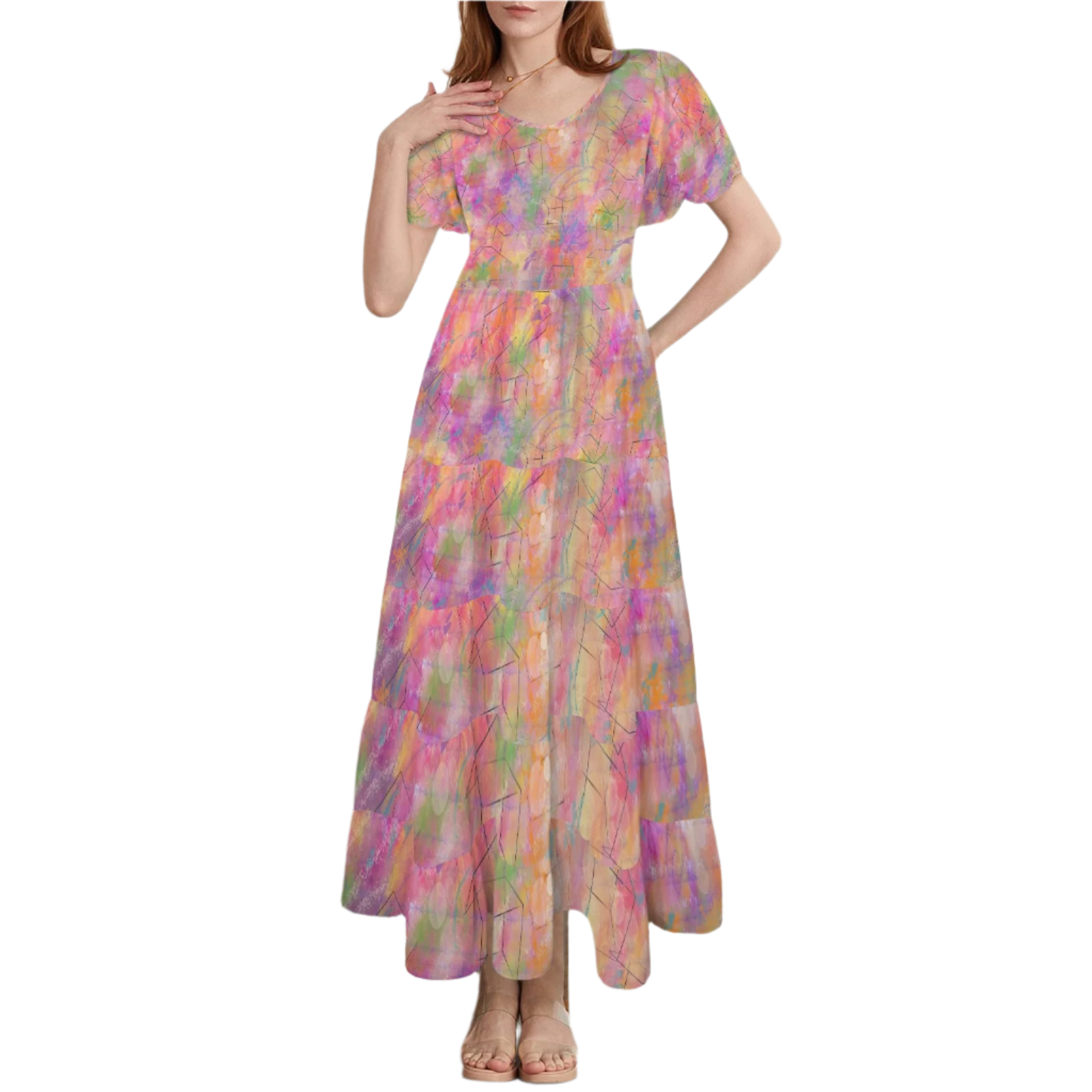 Shapes Round Neck Maxi Dress up to 5 XL (FWS)