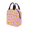 Yellow Frangipanis Pink Insulated Zipper Lunch Bag