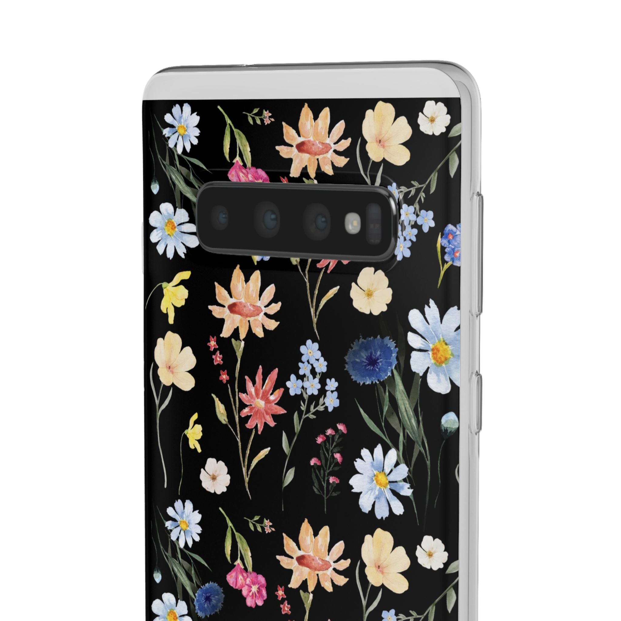 Wildflowers Painted Black Flexi Clear Cases for Most Phone Types (FWS)