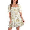 Golden Frangipani White Ruffles Square Neck Dress up to 5 XL (FWS)