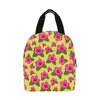 Graphic Pink Hibiscus Yellow Insulated Zipper Lunch Bag