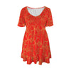 Golden Frangipani Red V Neck Flutter Sleeves Dress up to 5 XL (FWS) 5