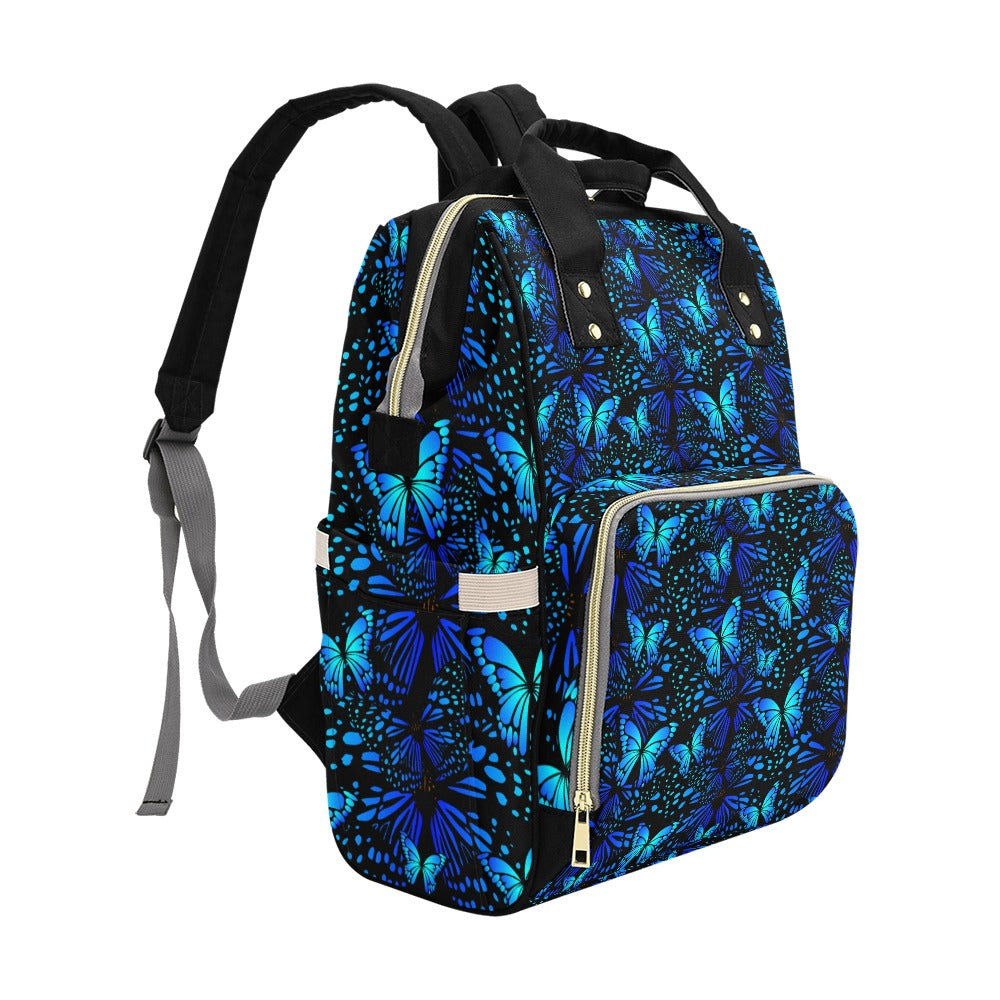 Butterflies Blue Multi Function Backpack with Black Handles