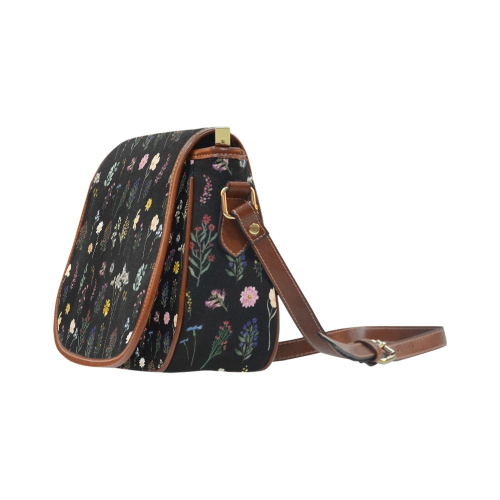 Wildflowers Black Saddle Bag