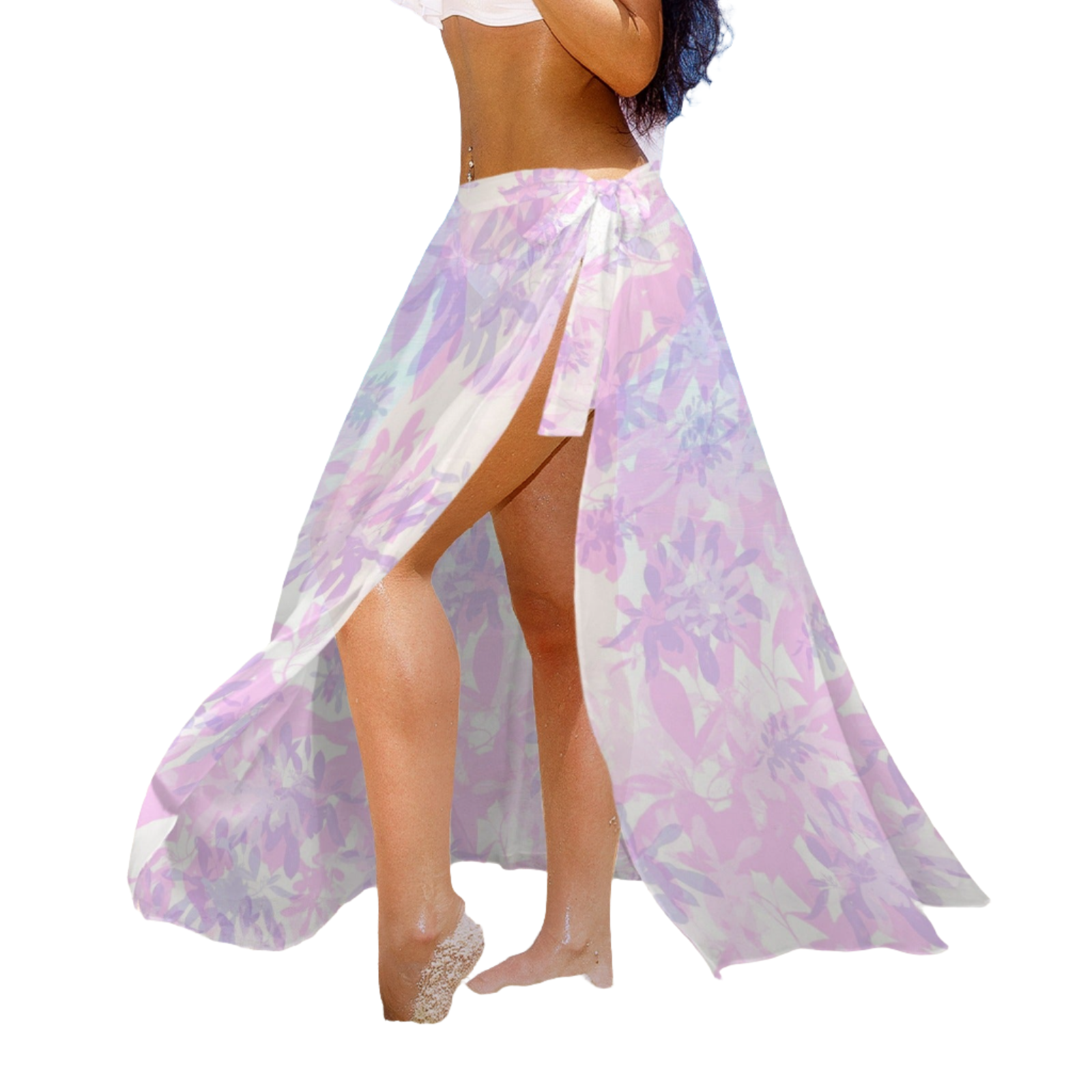 Pink & Purple Leaves Semi Sheer Coverup up to 5 XL