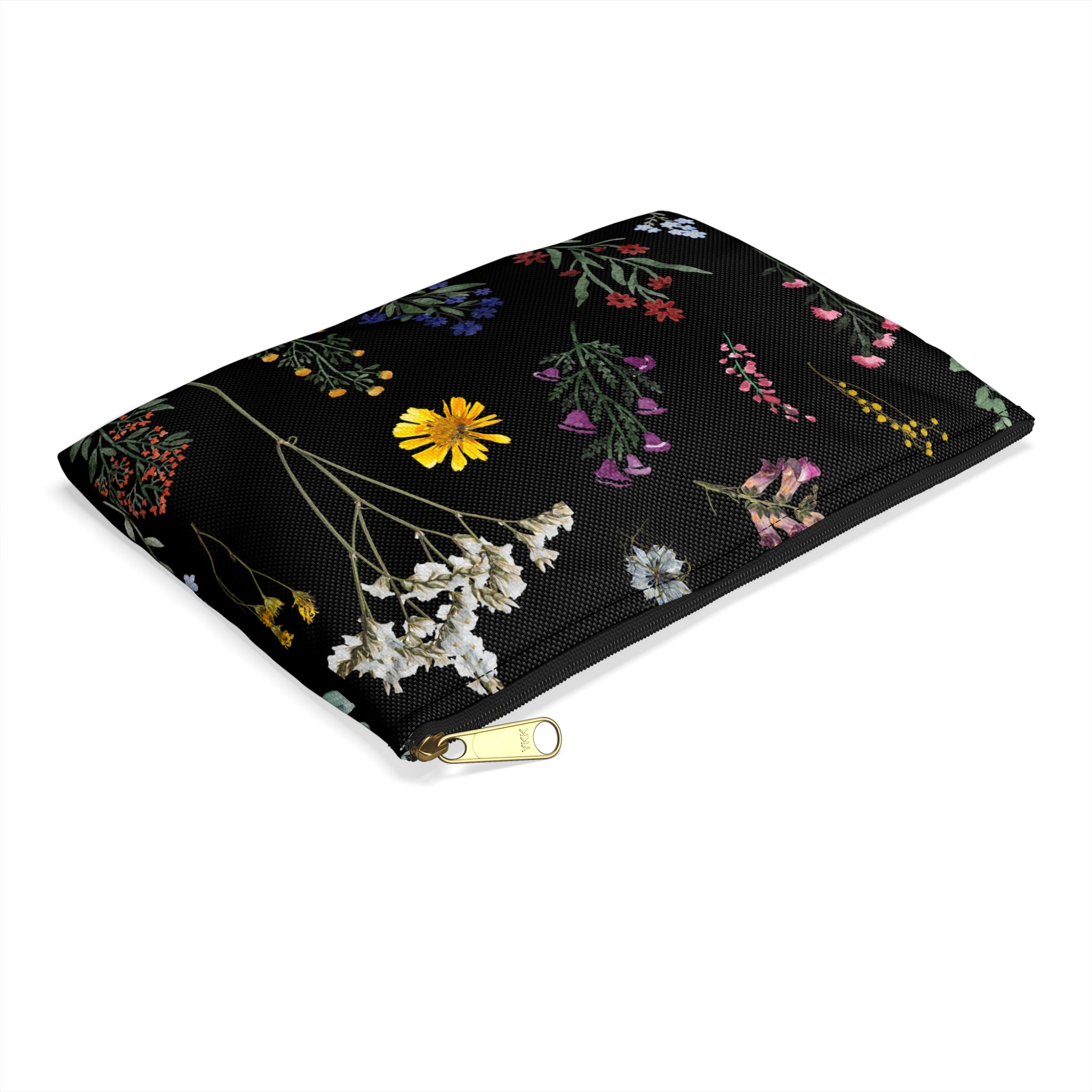 Wildflowers Black Zippered Accessory Pouch (FWS)