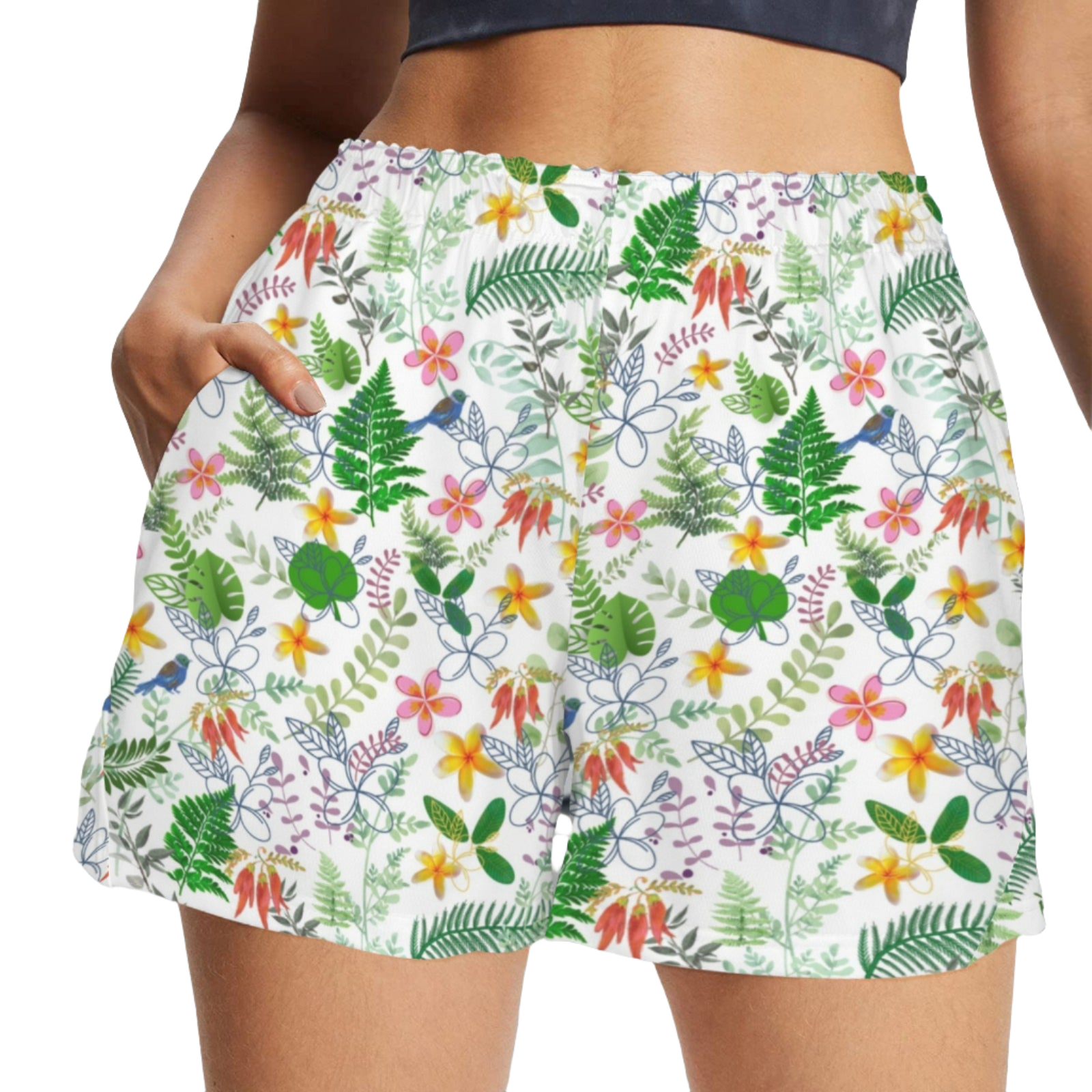 Graphic Floral Zip Pocket Shorts up to 5 XL (FWS)