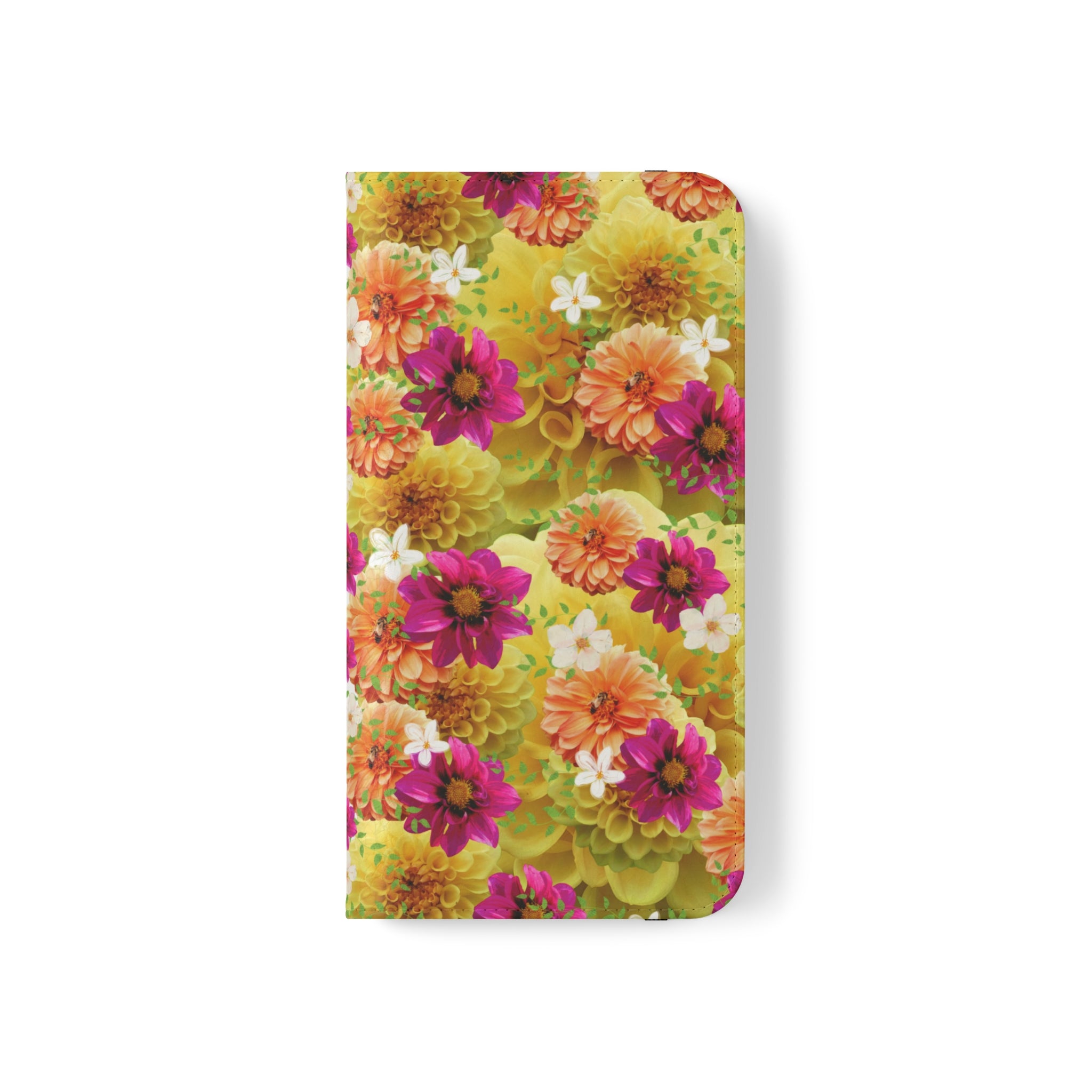 Graphic Dahlias 2 Wallet Style Phone Case Vegan Leather for most Phones