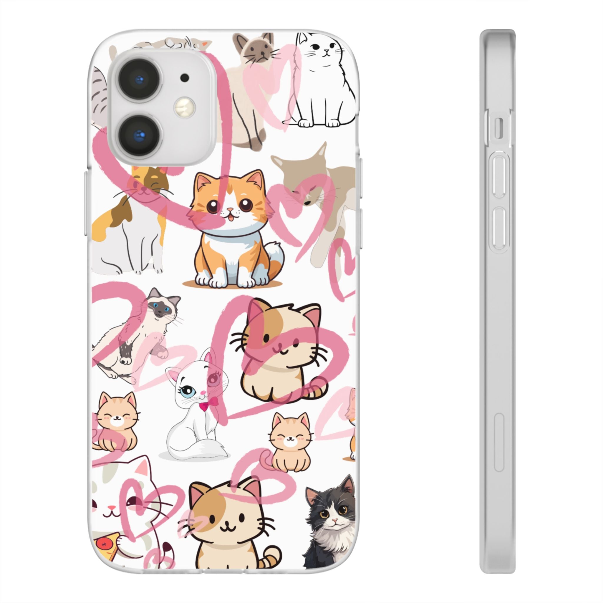 Cats Love White Flexi Clear Cases for Most Phone Types (FWS)