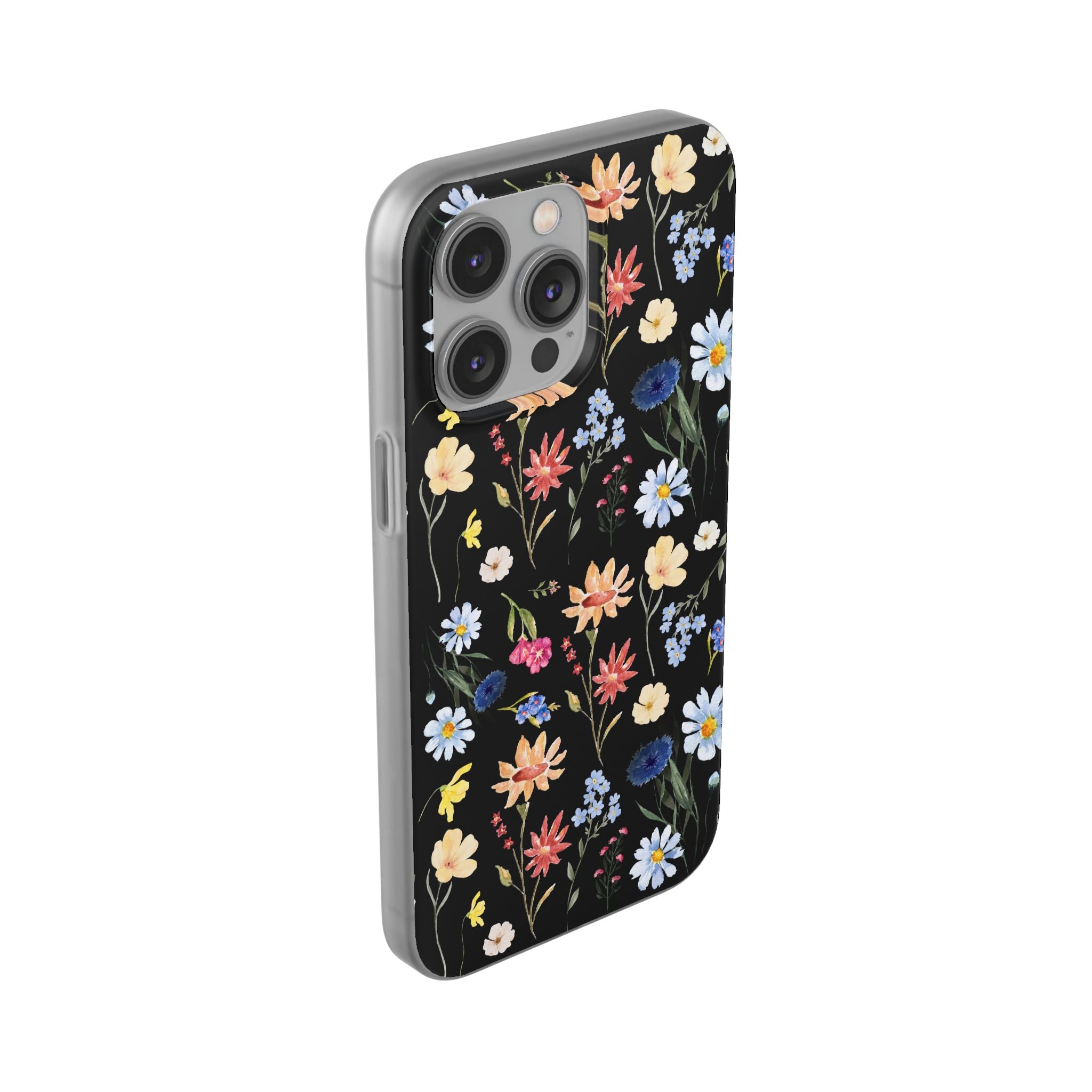 Wildflowers Painted Black Flexi Clear Cases for Most Phone Types (FWS)