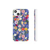 Blue Colourful Floral Flexi Clear Cases for Most Phone Types