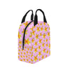 Yellow Frangipanis Pink Insulated Zipper Lunch Bag