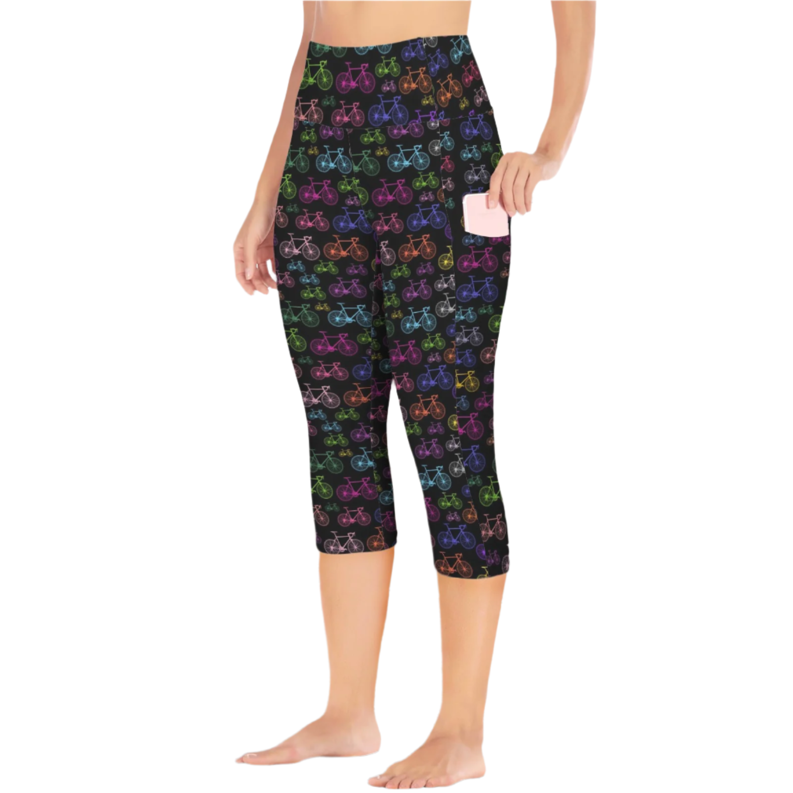 Bicycles Black Capri Leggings with Pockets up to 5 XL (FWS)