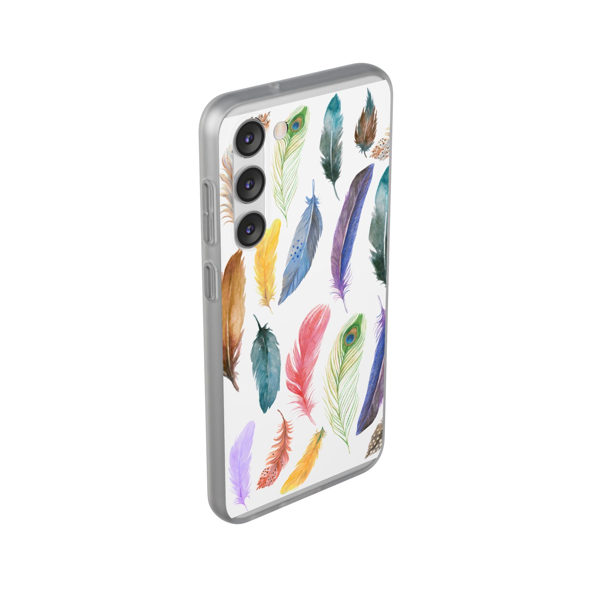 Colourful Feathers White Flexi Clear Cases for Most Phone Types