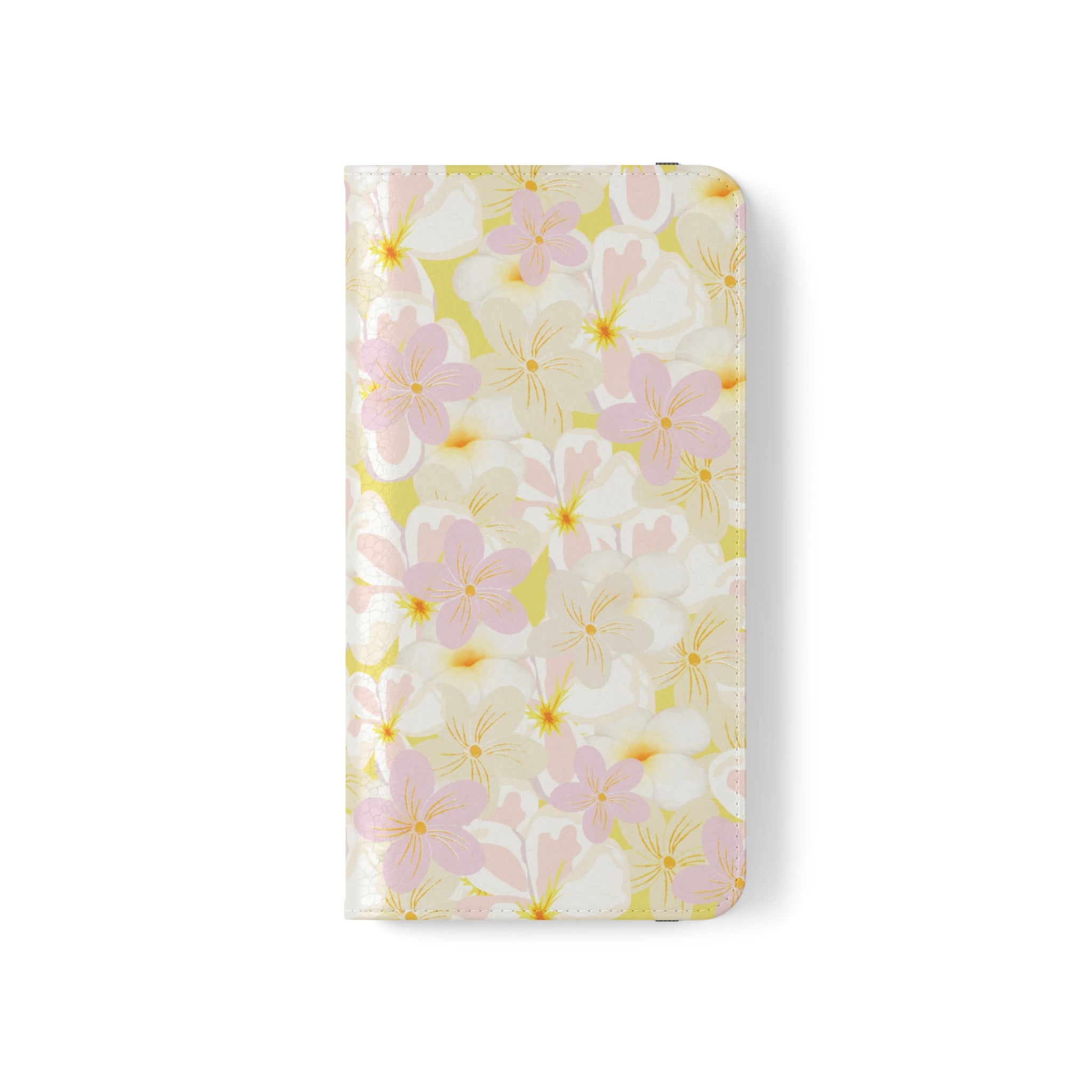 Pastel Frangipanis Yellow Wallet Style Phone Case Vegan Leather