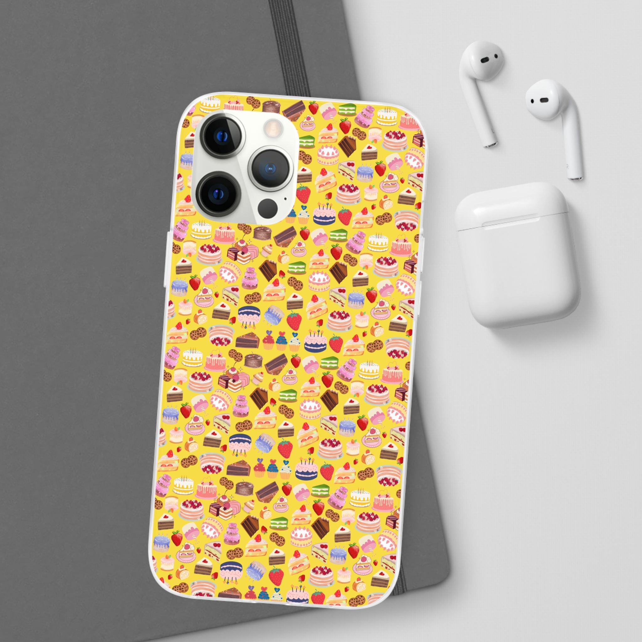 Happy Cake Yellow Flexi Clear Cases for Most Phone Types (FWS)