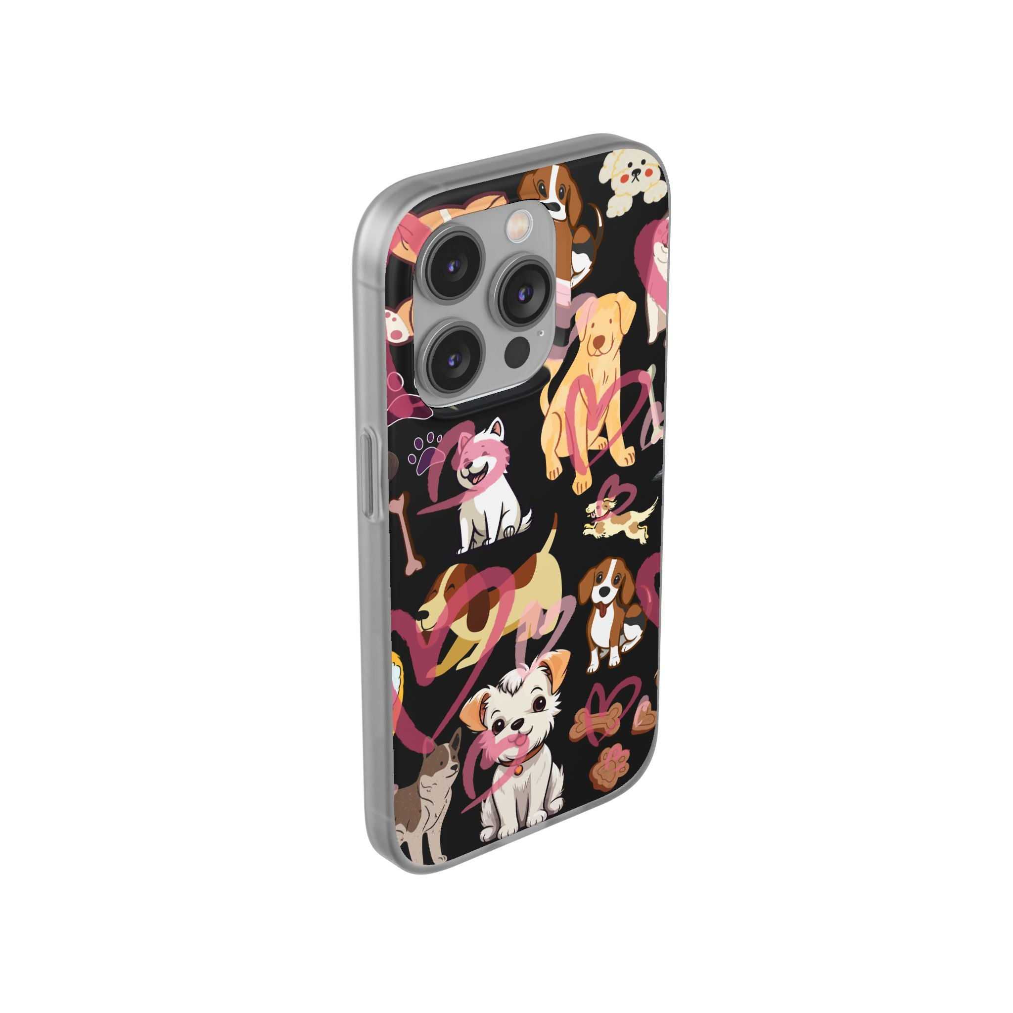 Dogs Love Black Flexi Clear Cases for Most Phone Types (FWS)