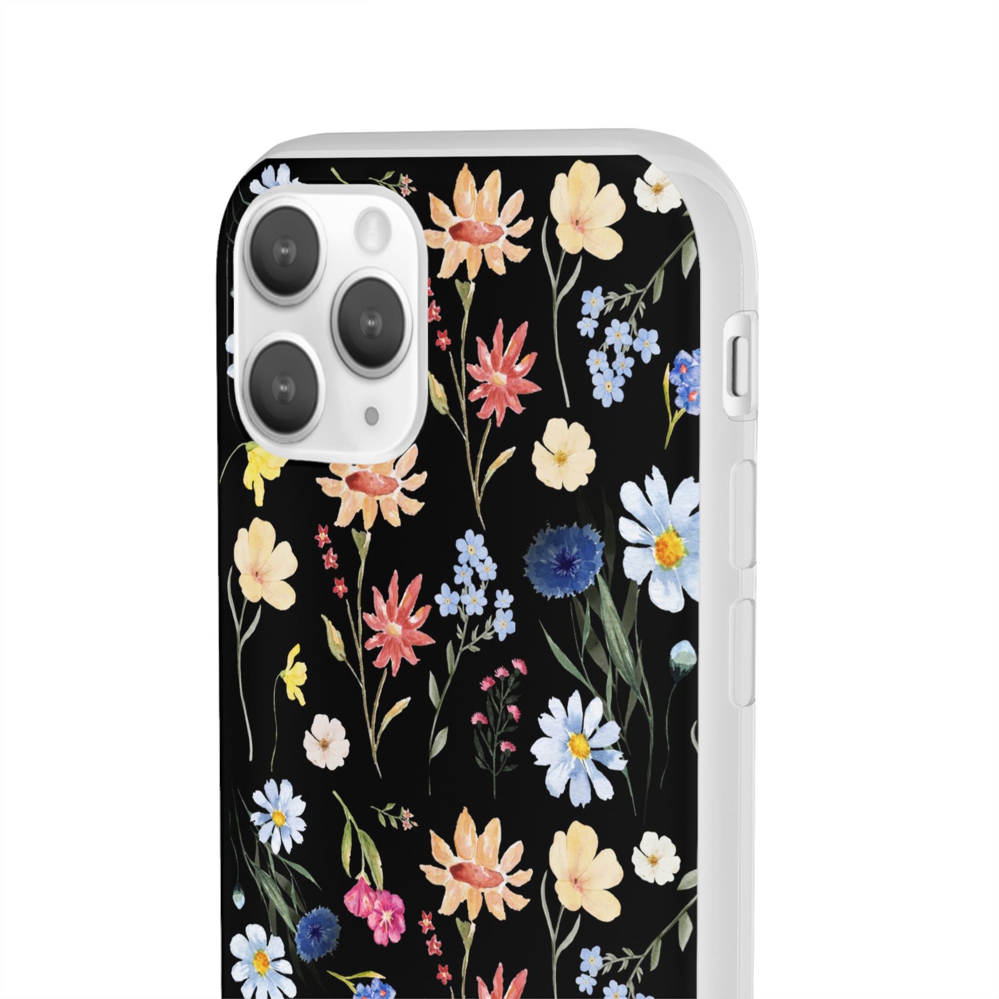 Wildflowers Painted Black Flexi Clear Cases for Most Phone Types (FWS)