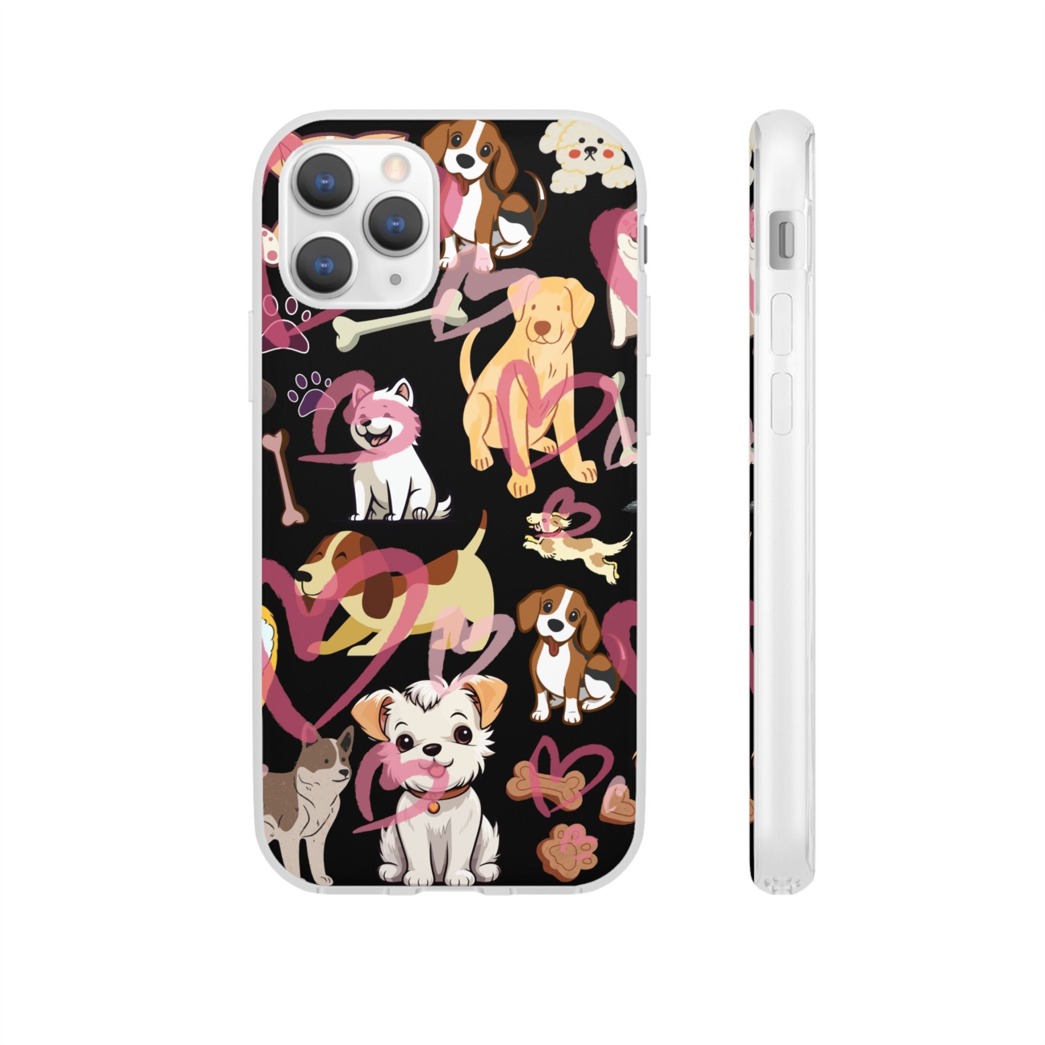 Dogs Love Black Flexi Clear Cases for Most Phone Types (FWS)