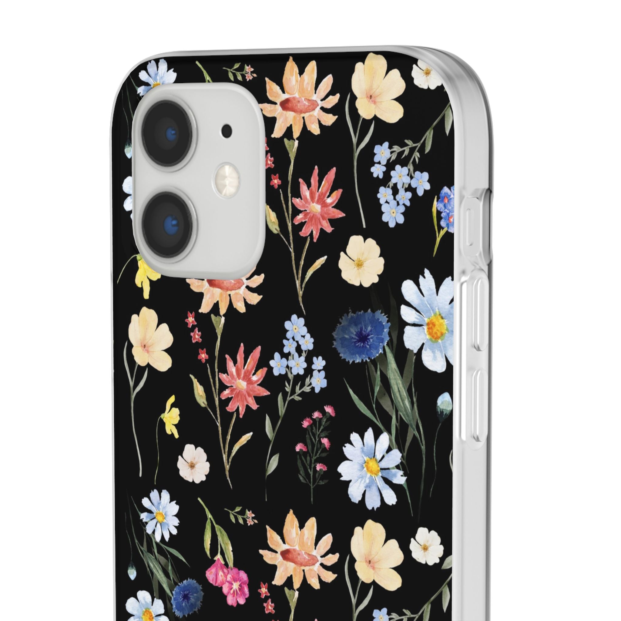 Wildflowers Painted Black Flexi Clear Cases for Most Phone Types (FWS)