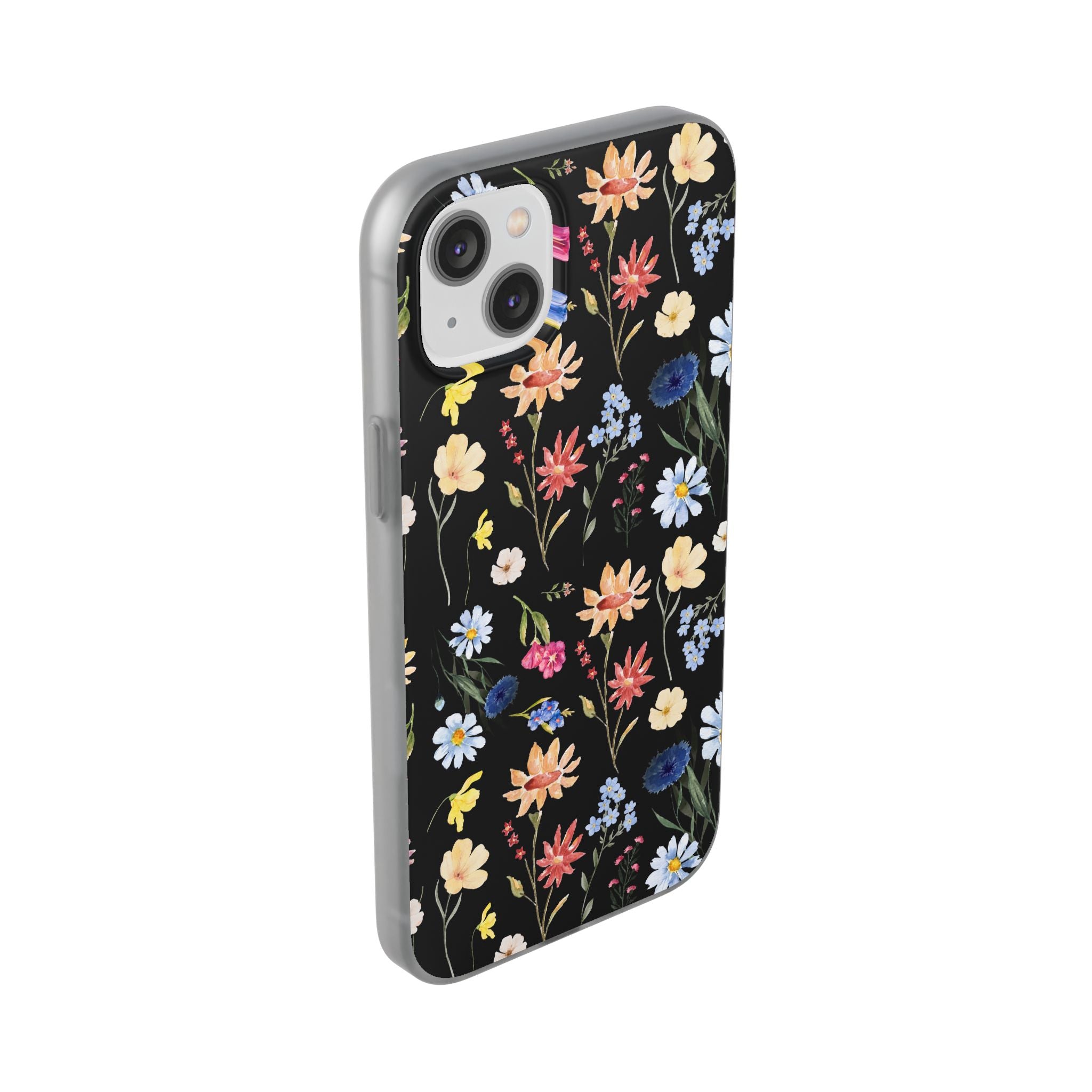 Wildflowers Painted Black Flexi Clear Case for Most Phone Types