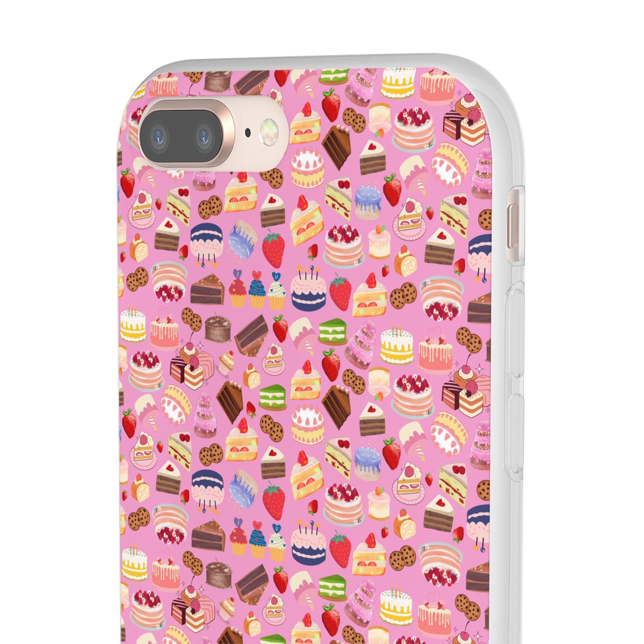 Happy Cake Pink Flexi Clear Cases for Most Phone Types (FWS)