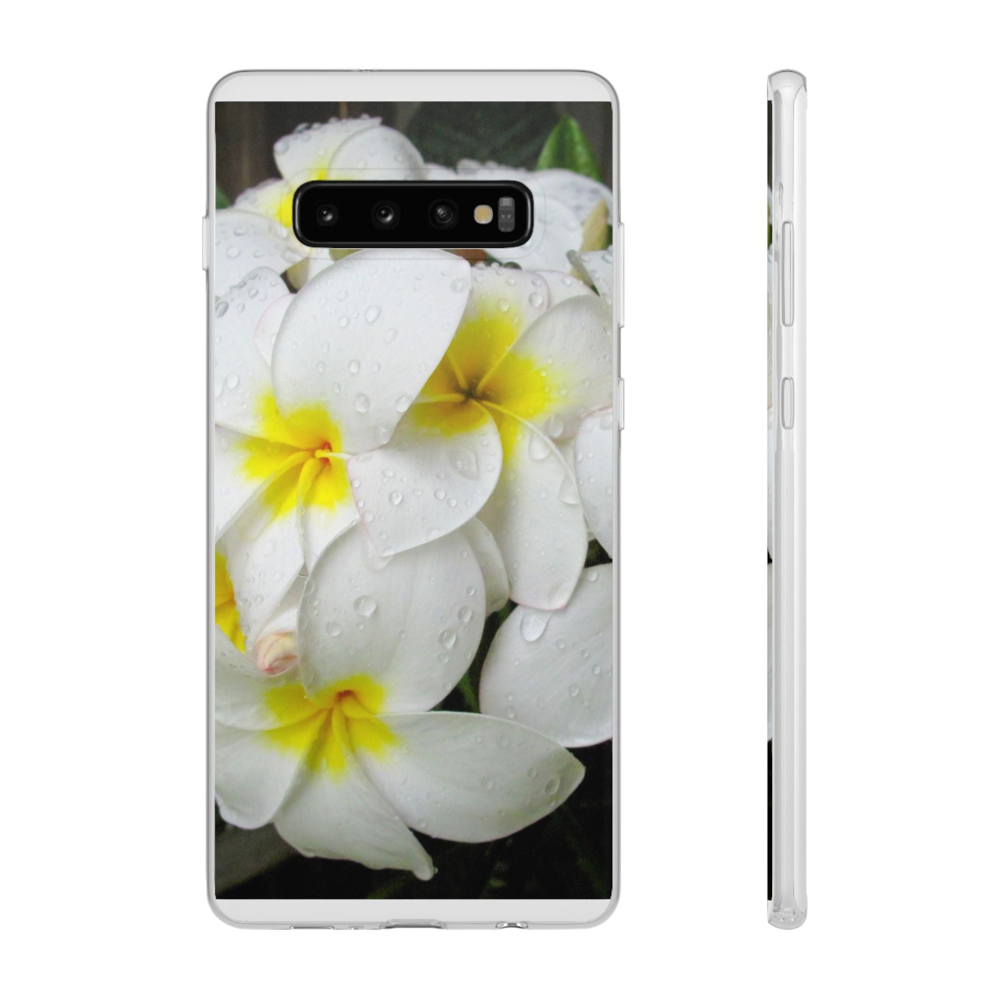 Fresh White Frangipanis Flexi Clear Cases for Most Phone Types (FWS)