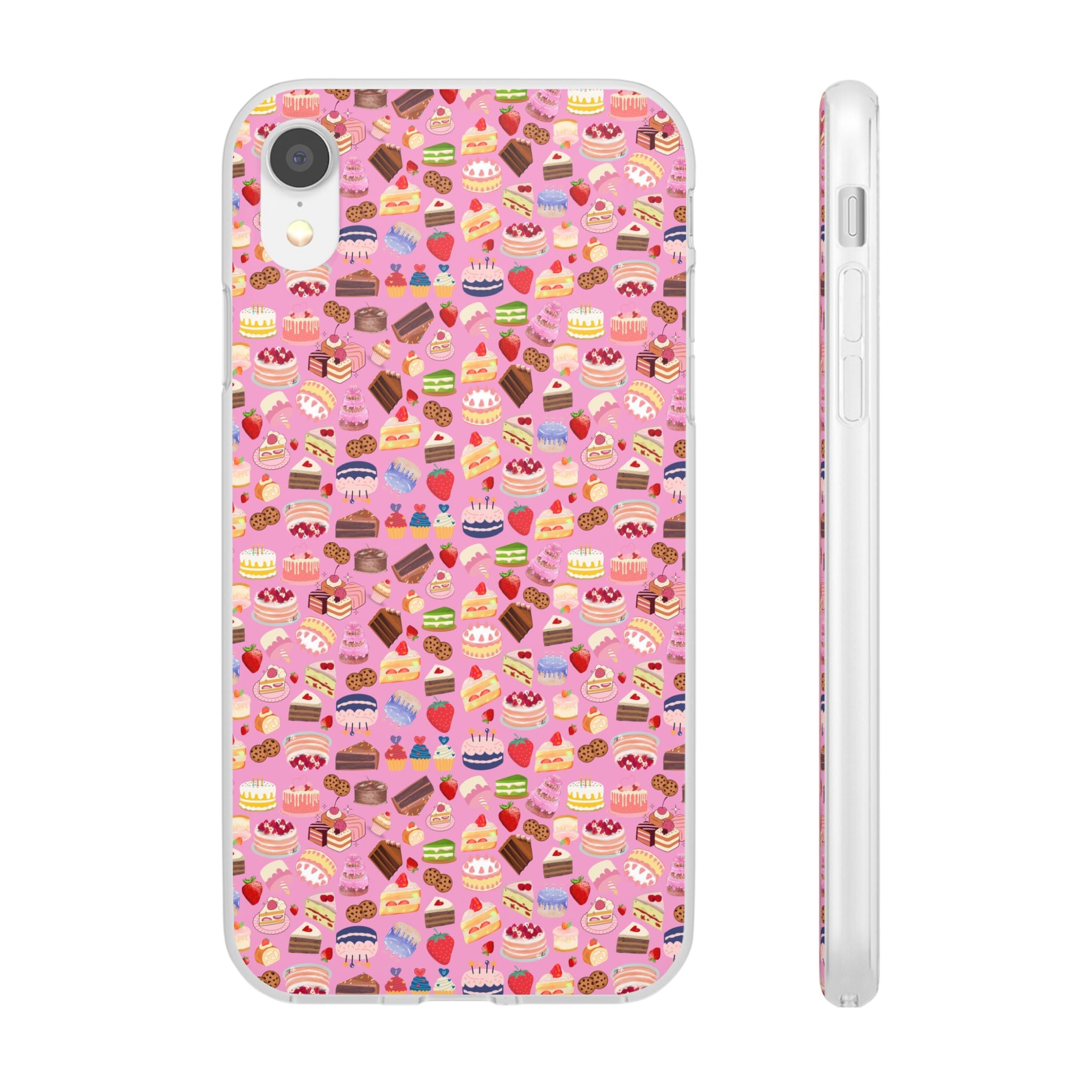 Happy Cake Pink Flexi Clear Cases for Most Phone Types (FWS)