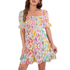 Candy Leopard Ruffles Square Neck Dress up to 5 XL (FWS)