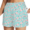 Japanese Pink Flowers Blue Zip Pocket Shorts up to 5 XL (FWS)