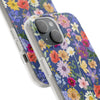 Blue Colourful Floral Flexi Clear Cases for Most Phone Types