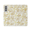 Golden Frangipanis White Wallet Style Phone Case Vegan Leather