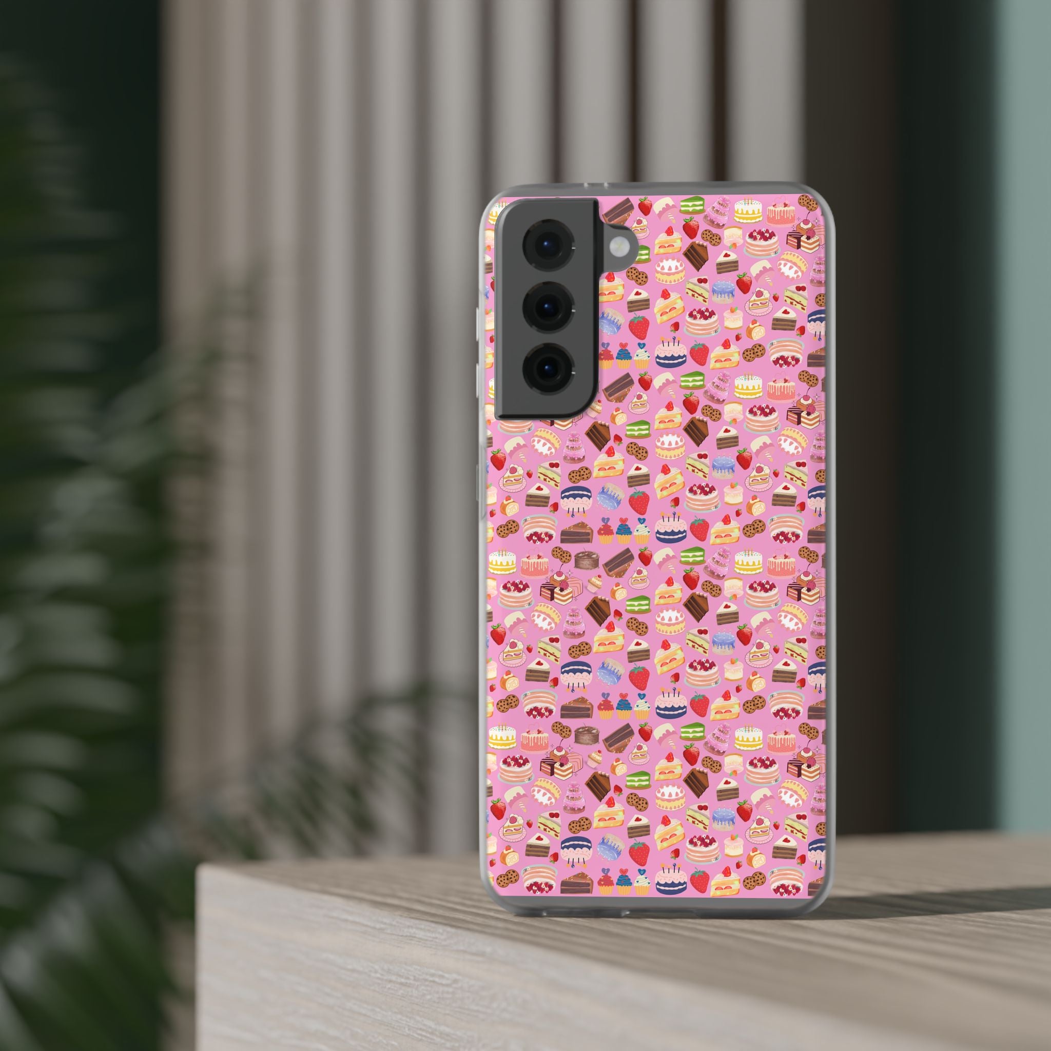 Happy Cake Pink Flexi Clear Cases for Most Phone Types (FWS)