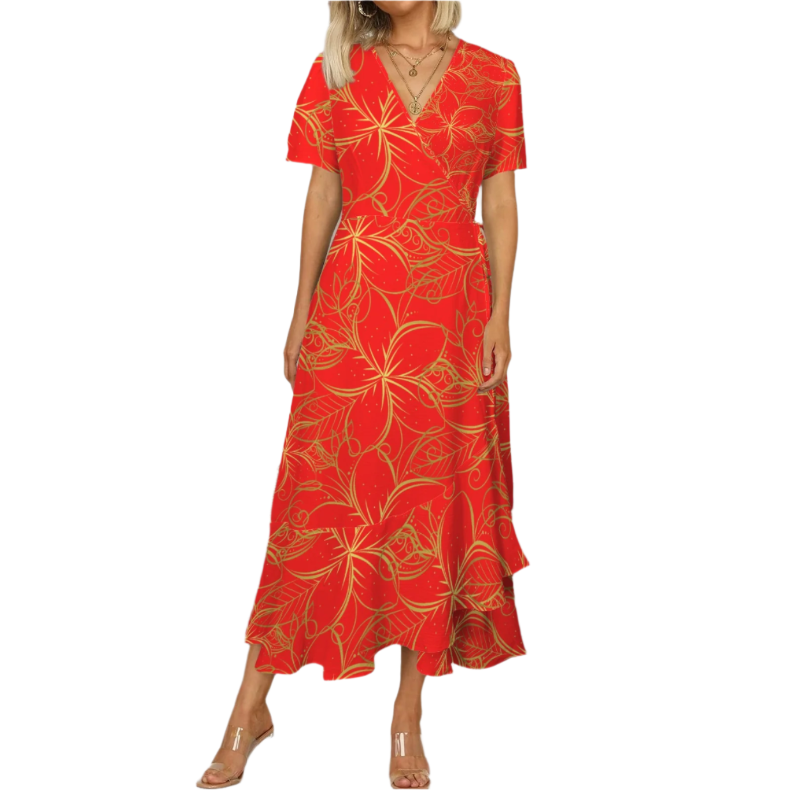 Golden Frangipani Maxi dress up to 5 XL (FWS)