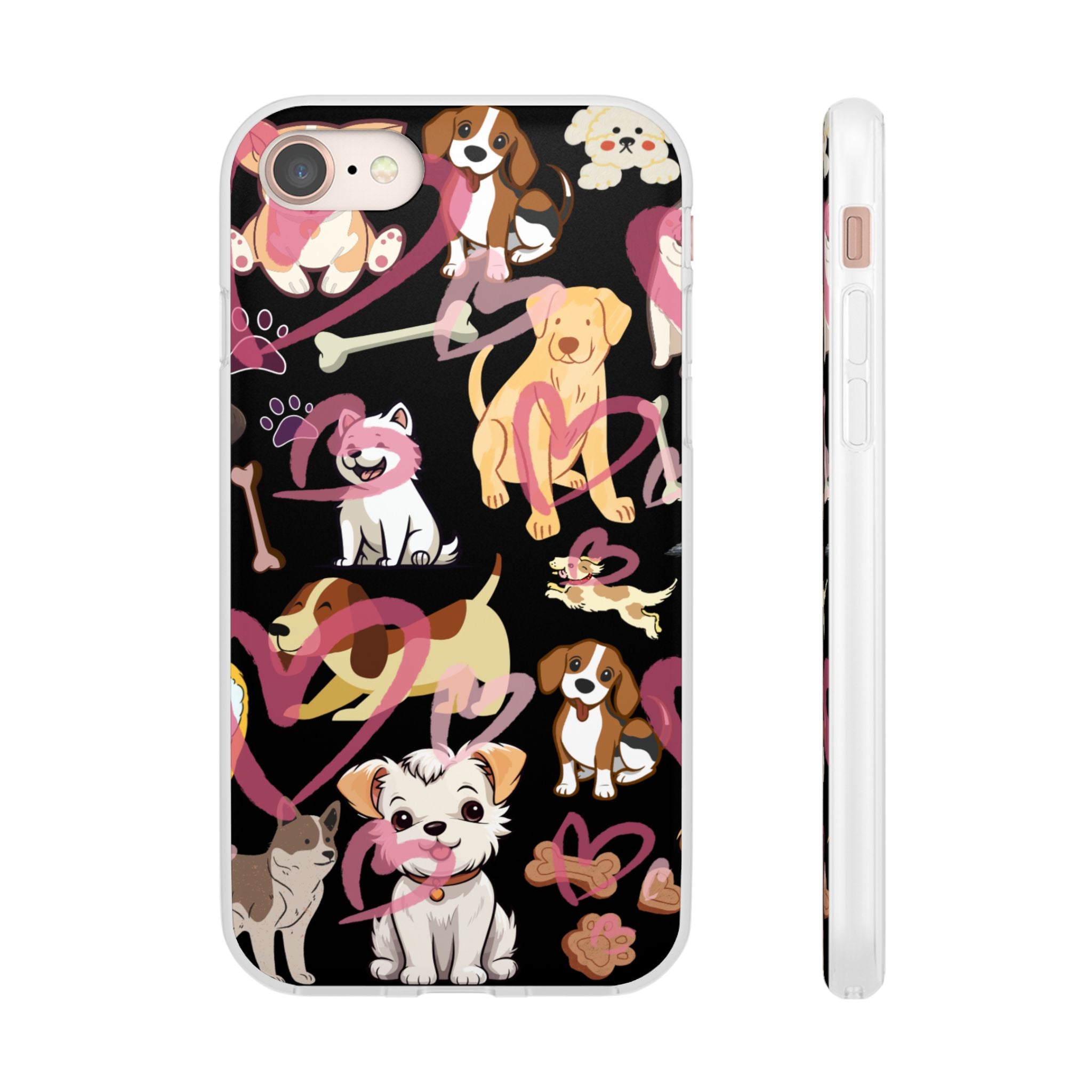 Dogs Love Black Flexi Clear Cases for Most Phone Types (FWS)