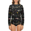 Wildflowers Black Women's Long Sleeve Swim Shirt up to 2 XL