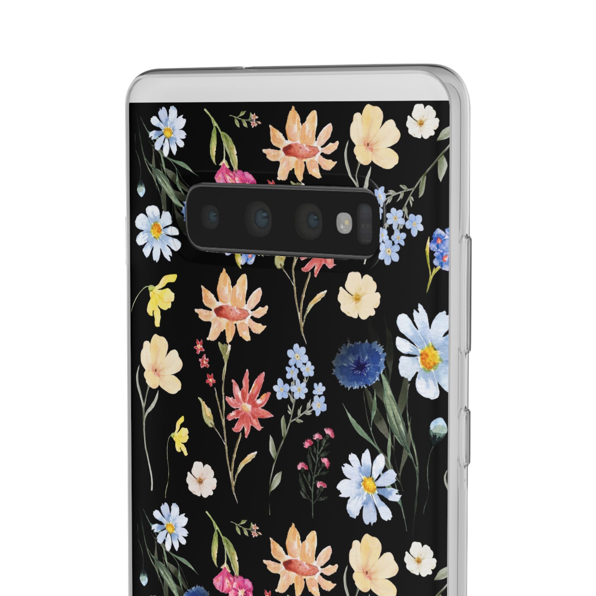 Wildflowers Painted Black Flexi Clear Cases for Most Phone Types (FWS)