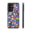 Blue Colourful Floral Flexi Clear Cases for Most Phone Types