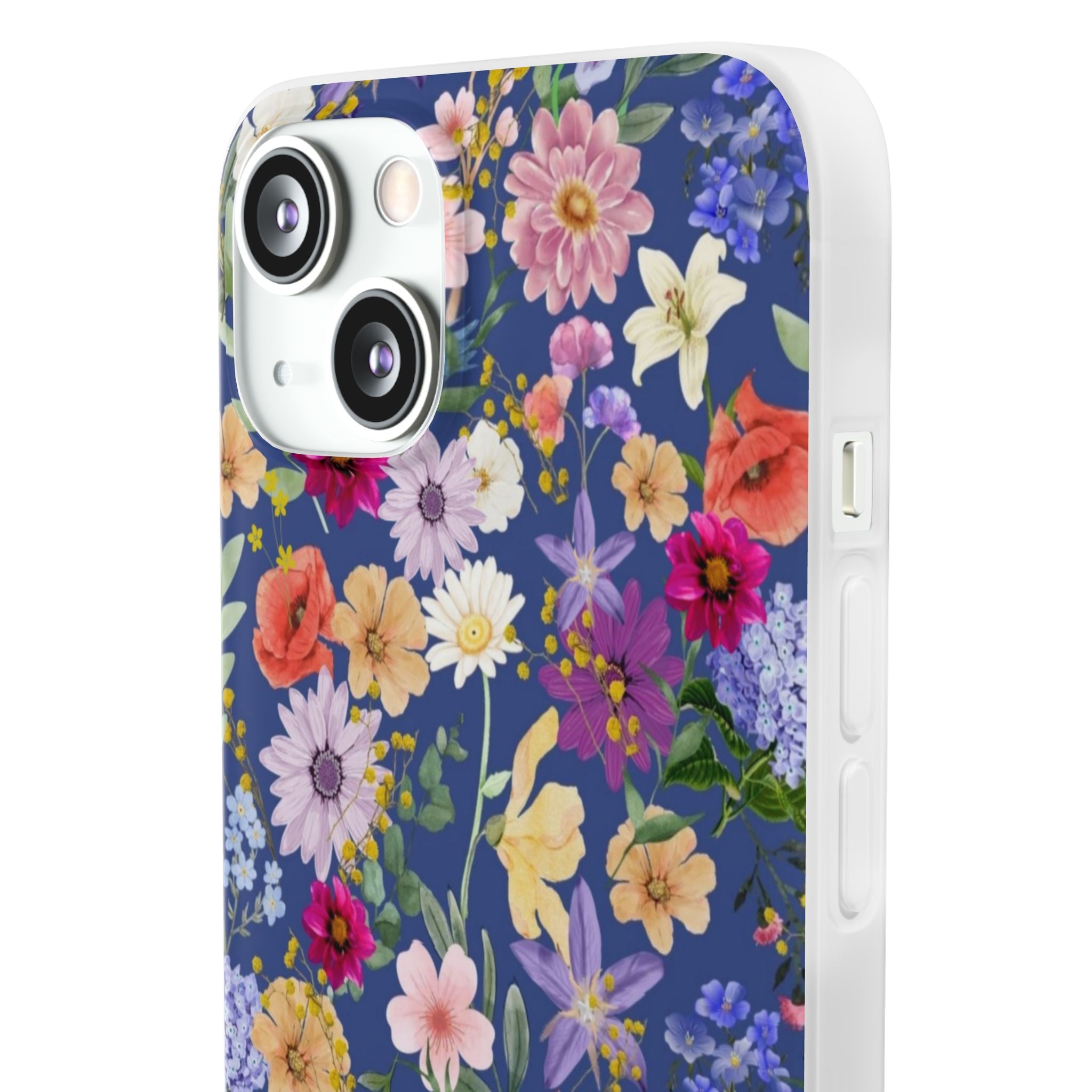 Blue Colourful Floral Flexi Clear Cases for Most Phone Types