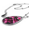 Hot Pink Frangipanis New Oval Pendant Necklace (FWS) 3