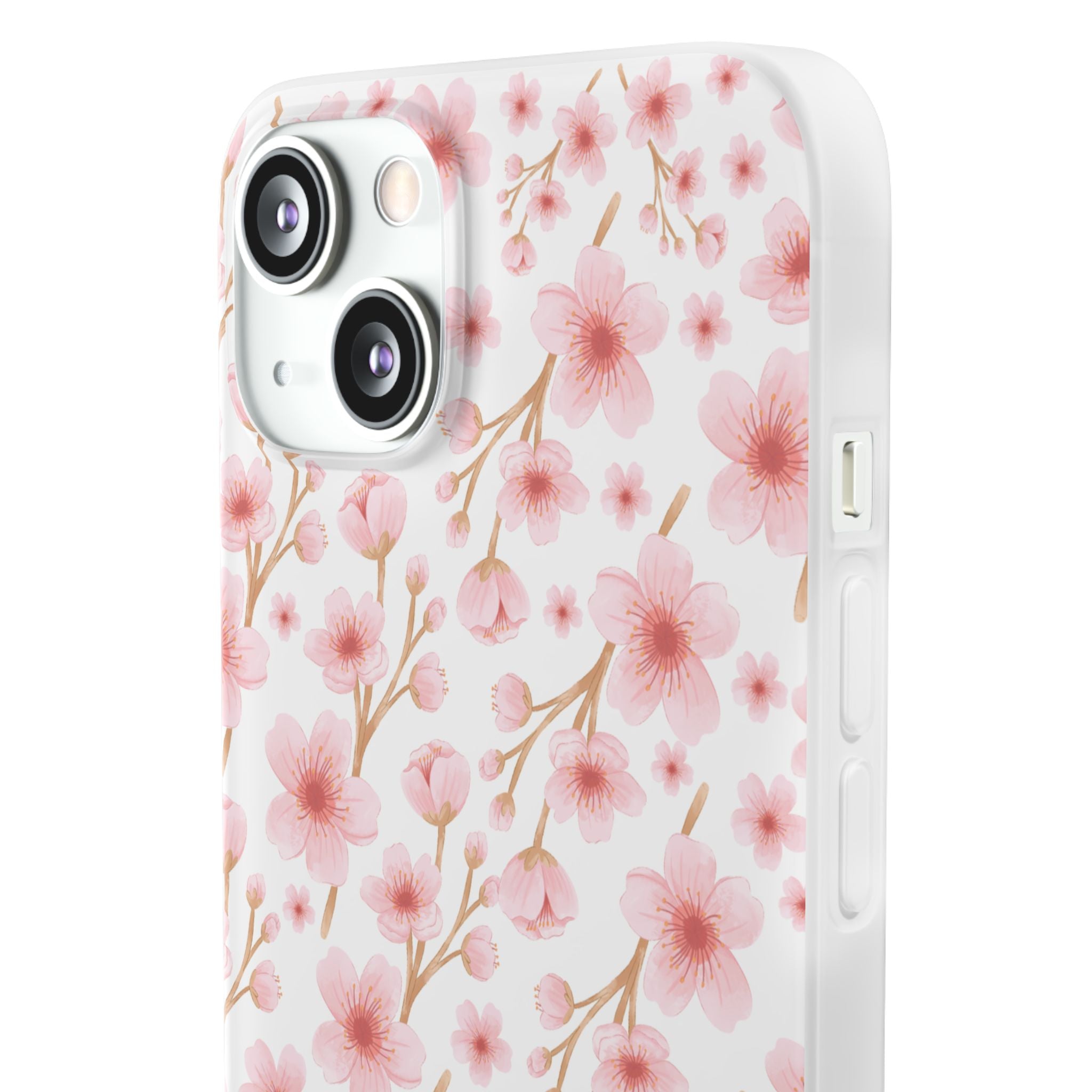 Japanese Pink Flowers White Flexi Clear Cases for Most Phone Types