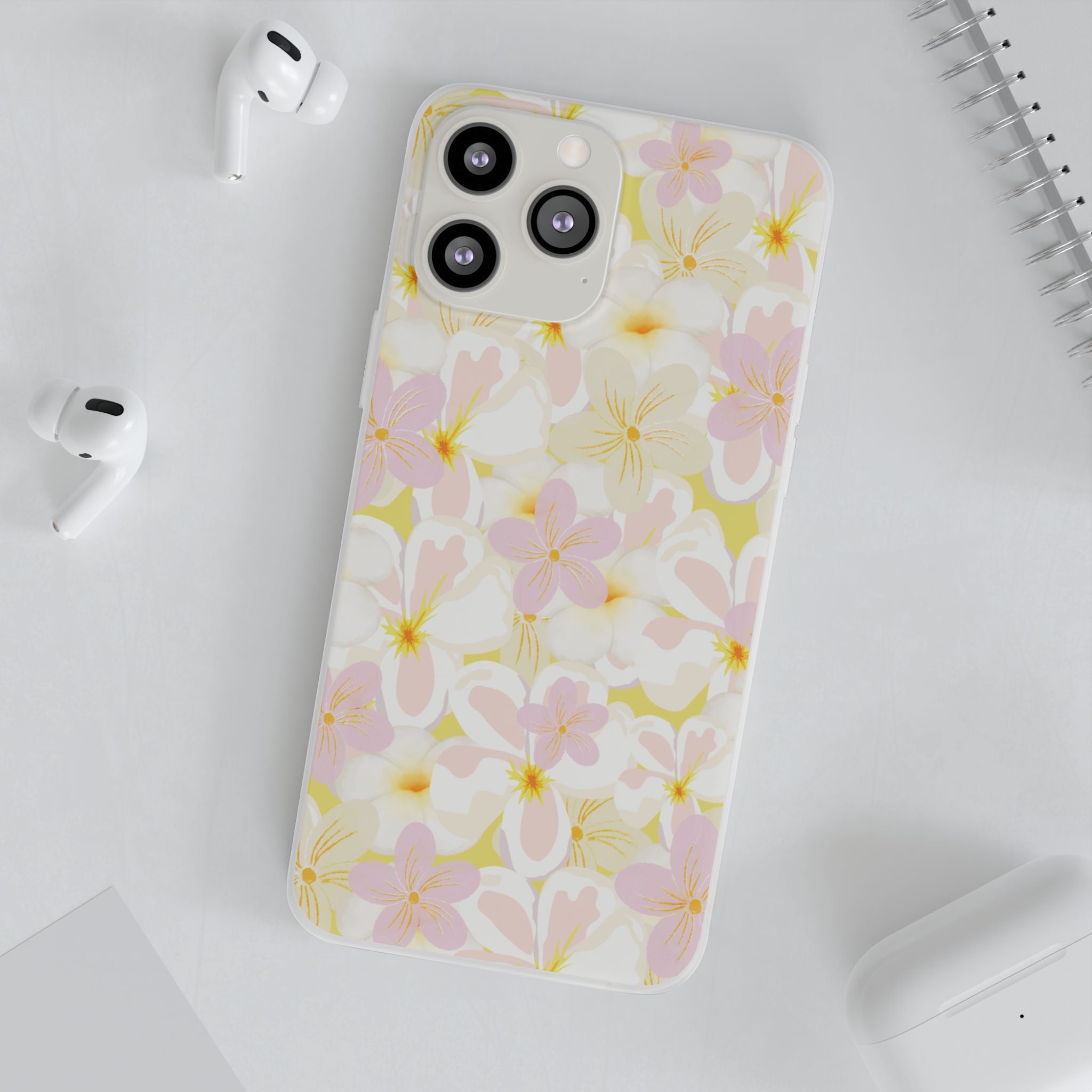 Pastel Frangipanis Yellow Flexi Clear Cases for Most Phone Types (FWS)