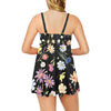 Wildflowers Painted Black Tankini with Shorts up to 5 XL (FWS)