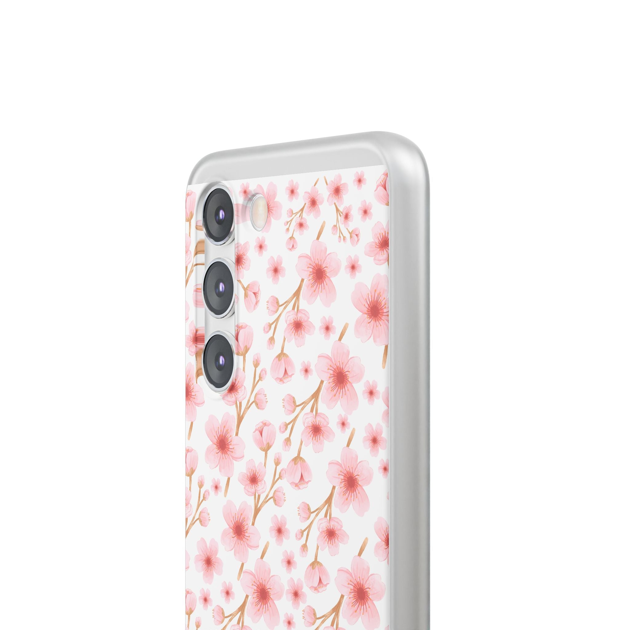 Japanese Pink Flowers White Flexi Clear Cases for Most Phone Types