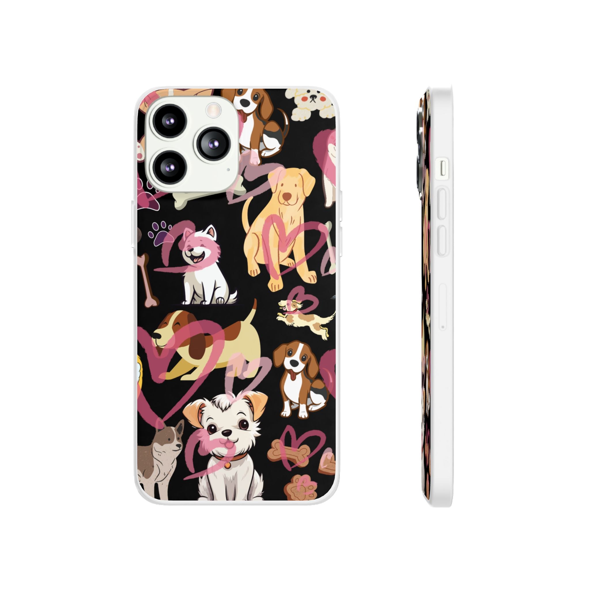 Dogs Love Black Flexi Clear Cases for Most Phone Types (FWS)