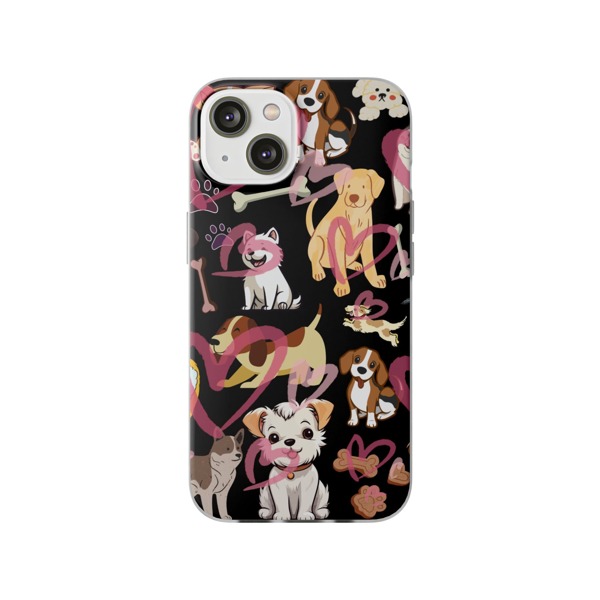 Dogs Love Black Flexi Clear Cases for Most Phone Types (FWS)