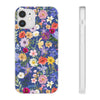 Blue Colourful Floral Flexi Clear Cases for Most Phone Types