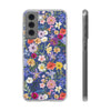 Blue Colourful Floral Flexi Clear Cases for Most Phone Types