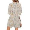 Boho Beige Loose Flowy Long Sleeve Dress up to 2 XL (FWS)